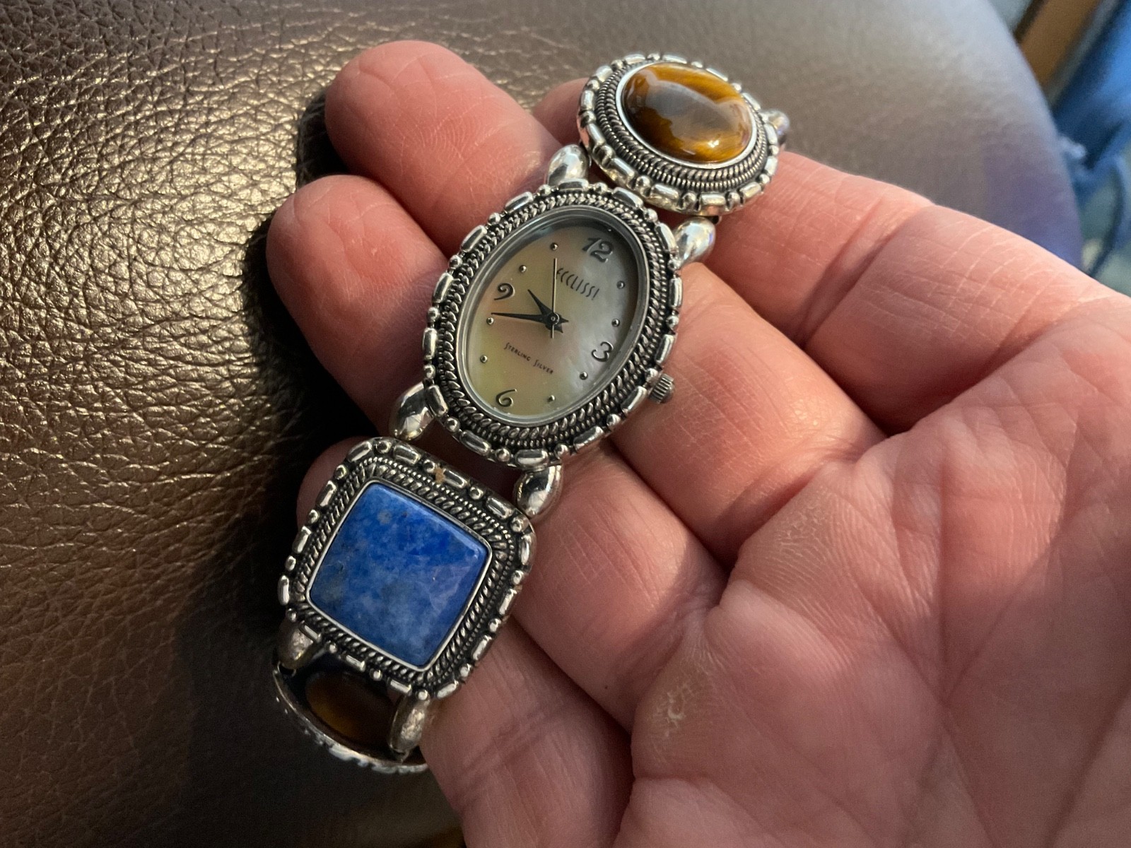 Ecclissi sterling silver .925 womens watch 32511 Turquoise Lapis Mop Gemstones !