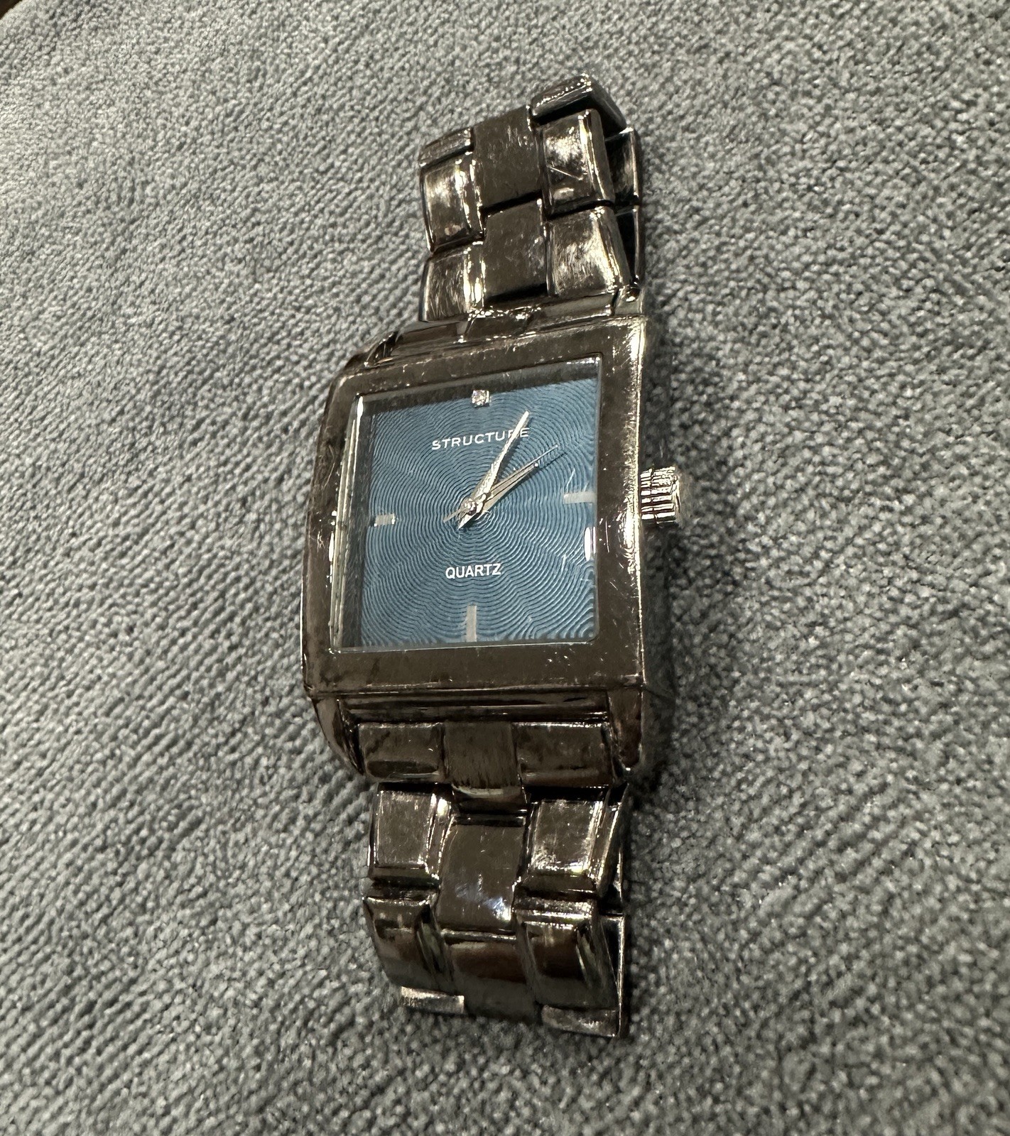 Structure Men’s Quartz Watch Blue Dial Square Case Stainless Steel Bracelet