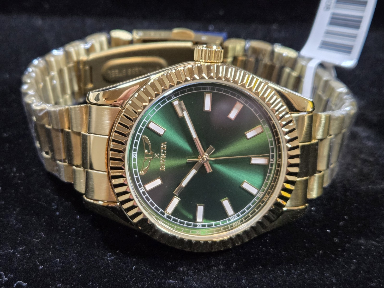 Invicta Specialty I 69008 Green Dial, Gold Case, Gold Bezel, Gold Band