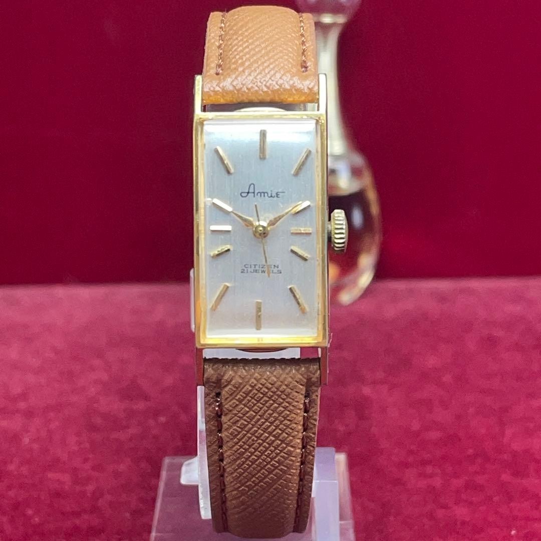 CITIZEN Amie Vintage CGP Champagne Dial Hand Wind 21J OH Running New Strap
