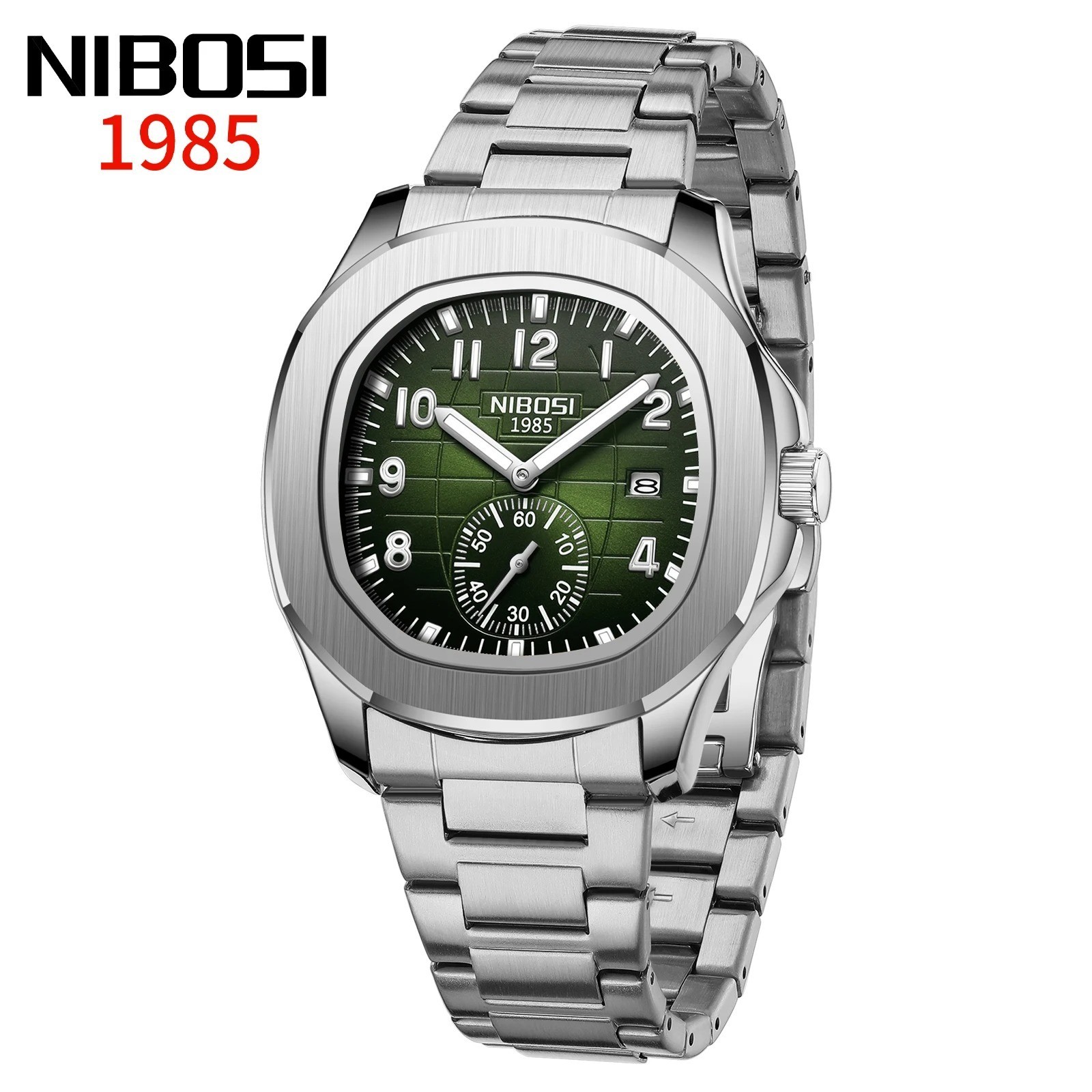 40MM NIBOSI Quartz Men’s Diver Watch Stainless Steel 30M Waterproof Luminous NEW