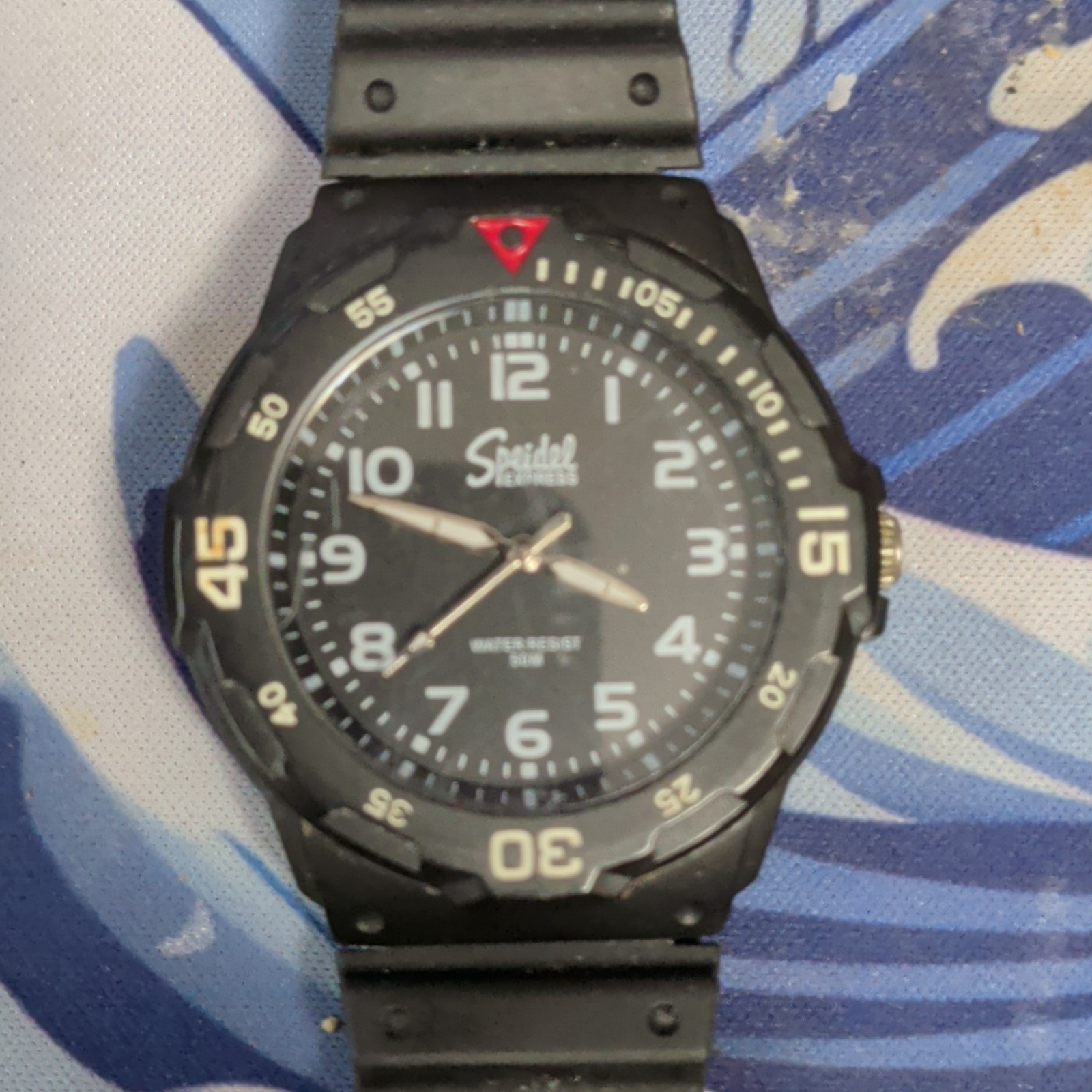 Speidel Time Express Quartz Analog Black Dial 44-47.9mm Plastic Strap Watch