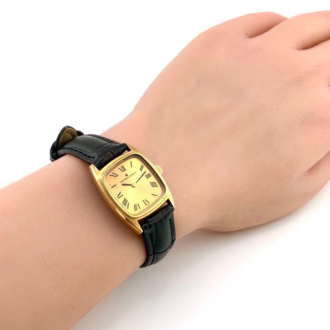 UNIVERSAL GENEVE Manual Wind Ladies Watch 22mm 18.5cm Gold Roman Square