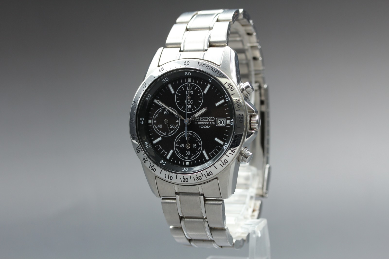 [Near MINT w/ BOX] SEIKO 7T92-0DW0 Chronograph Black Men’s Quartz Watch JAPAN