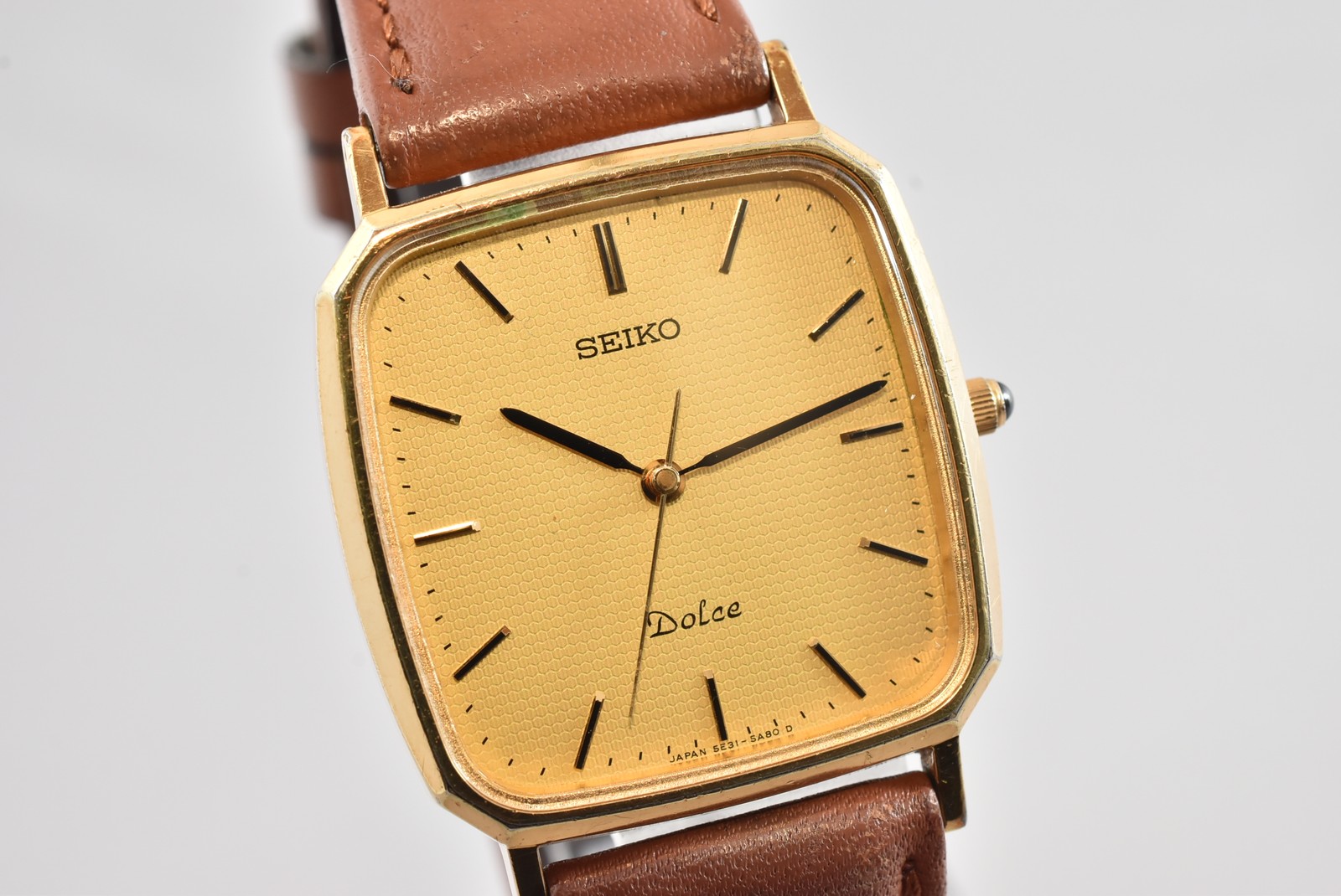 Vtg 1990 [Near MINT] SEIKO Dolce 5E31-5A80 Gold Tank Quartz Men’s Watch JAPAN