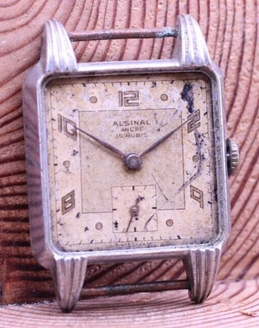 ALSINAL ANCRE 15j VTG MEN’S TANK WRIST WATCH 27.2×38.5mm CASE 16.5mm LUG (KN)