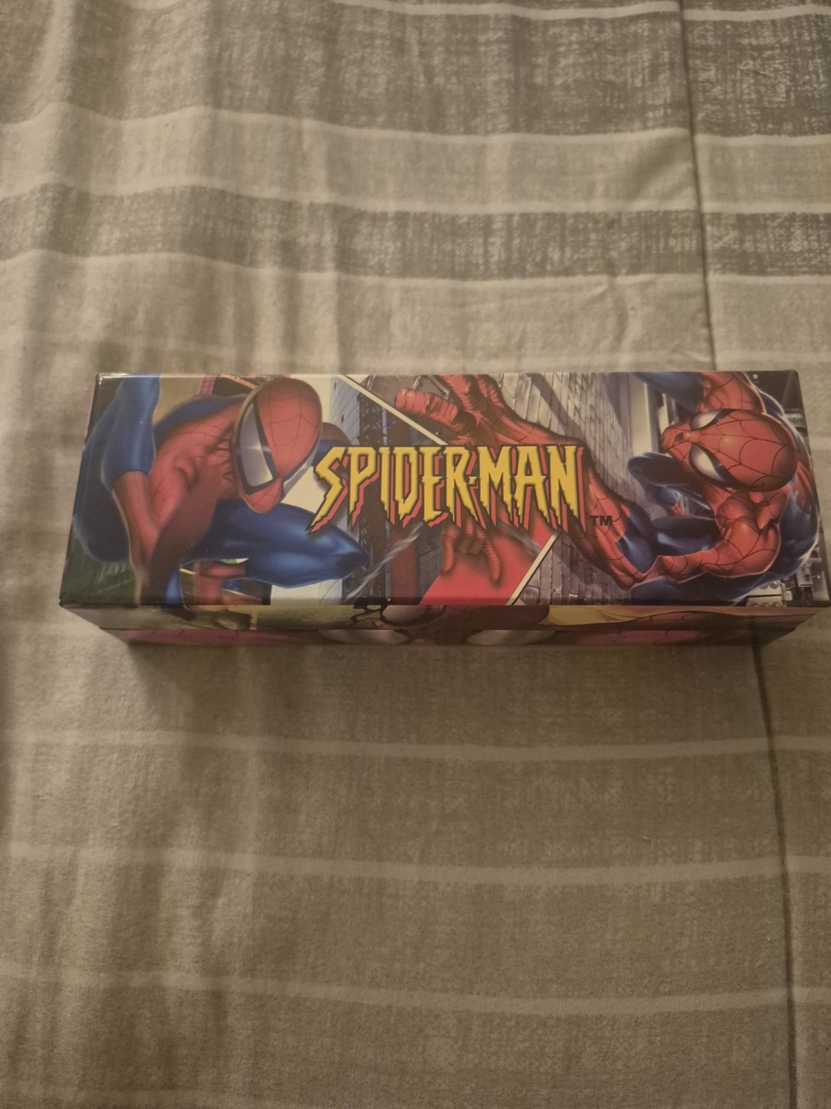 Marvel Spider-Man Quartz Wristwatch Black Leather Band w/Box & Manual 2004.