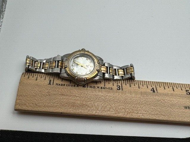 Vintage Ladies Fossil Blue AM-3095 Two Tone Quartz Watch New Battery