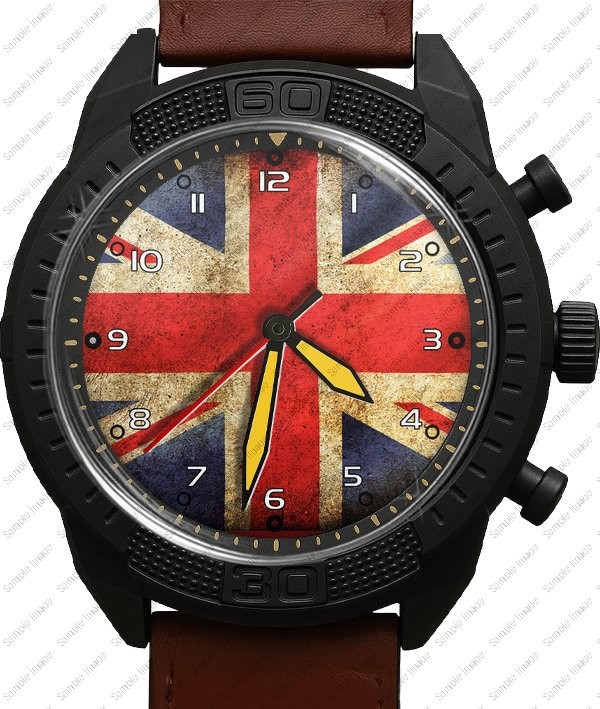 United Kingdom Flag Collectable Army Style Leather Strap Wrist Watch