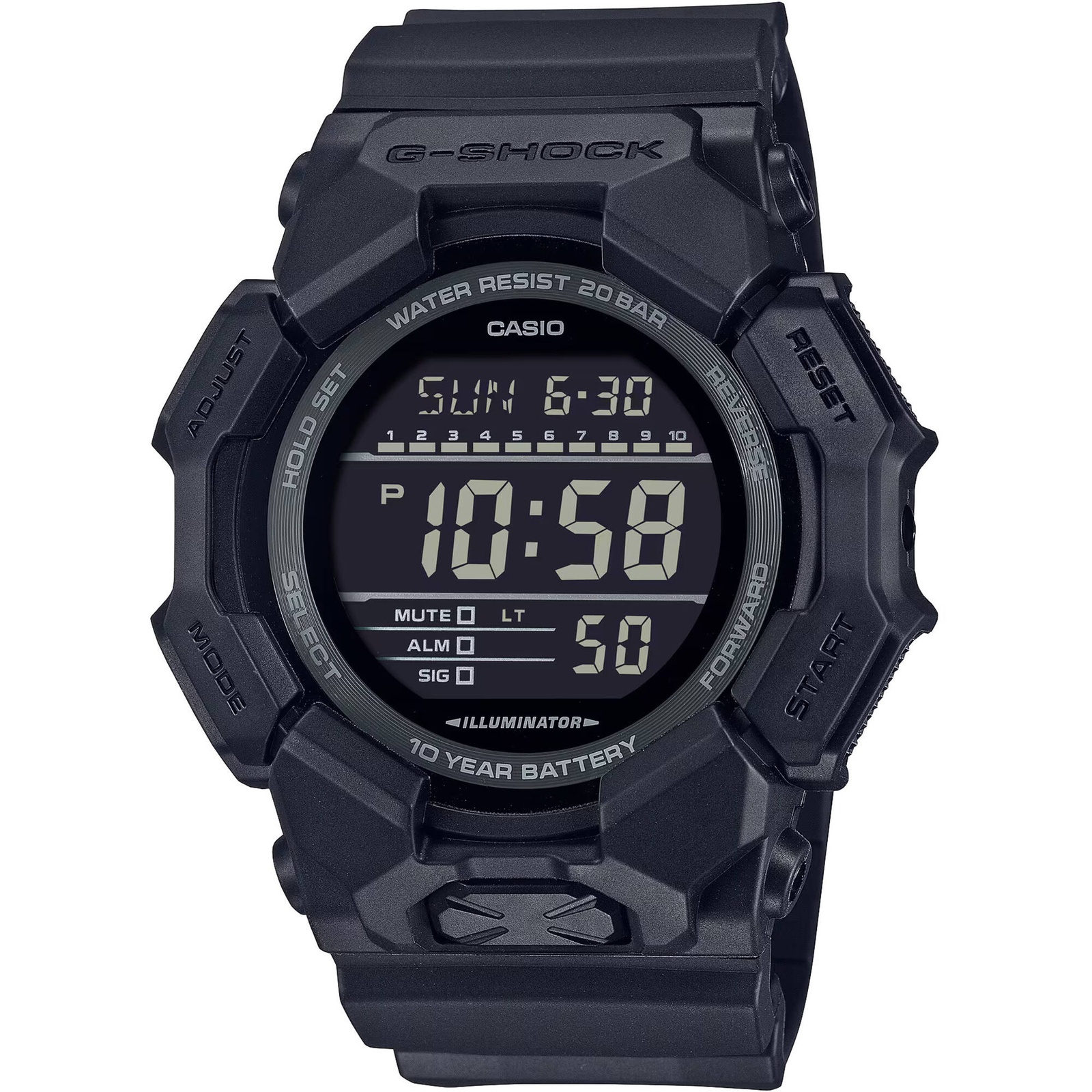 Casio Men’s Watch G-Shock World Time Black Digital Dial Resin Strap GD010-1A1