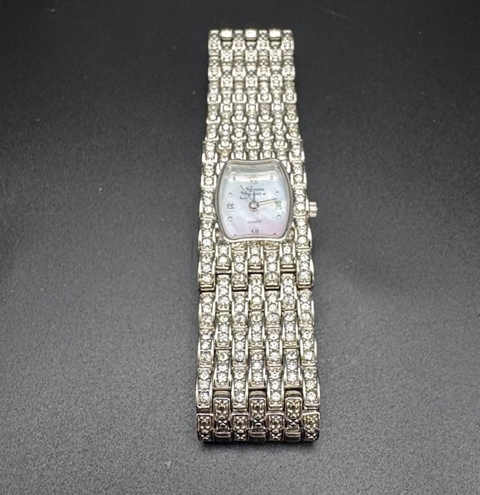 Suzanne Somers Stainless Steel & Cubic Zirconia 7.4in Watch 3oz
