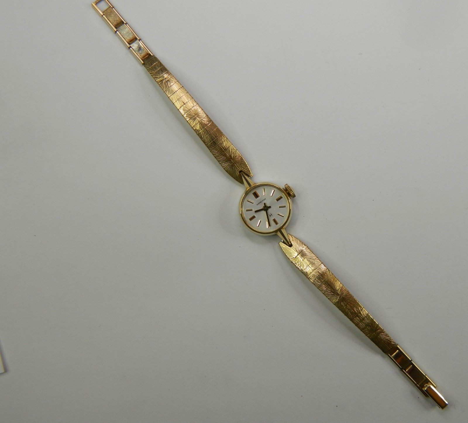 EXC. FINE VINTAGE HAMILTON 10k ROLLED GOLD PLATE LADIES WATCH – RUNS GREAT TIMER