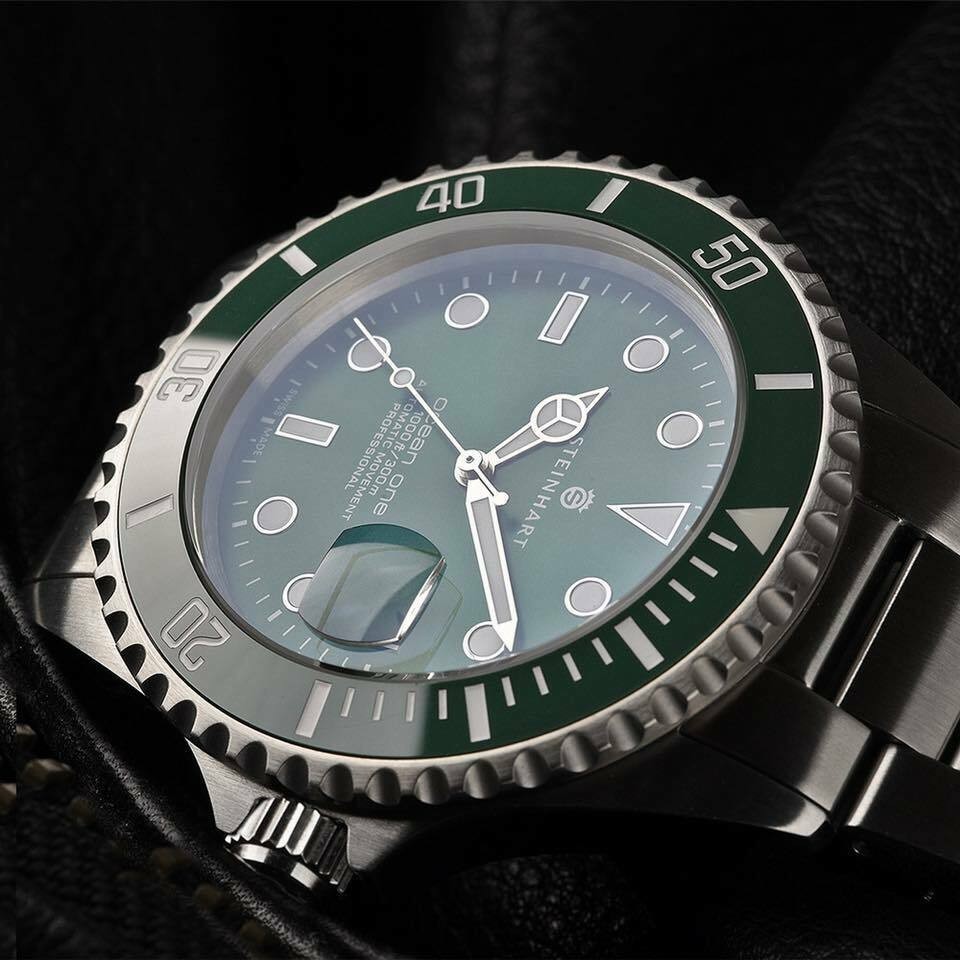 Steinhart Ocean 1 Green Ceramic 42mm Swiss Automatic Diver Watch / Green Dial