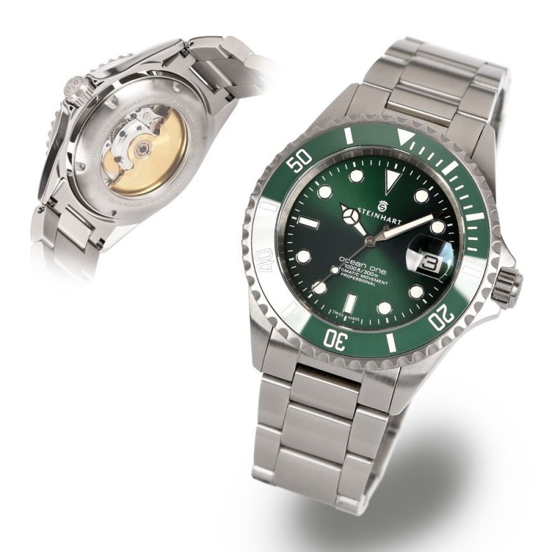 Steinhart Ocean 1 Green Ceramic 42mm Swiss Automatic Diver Watch / Green Dial
