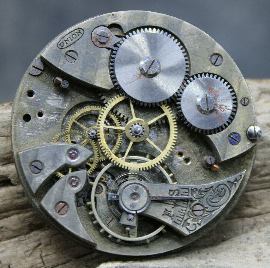 Antique Union Ancre Swiss Pocket Watch Movement 42.2MM FOR SPARES OR REPAIR -E3E