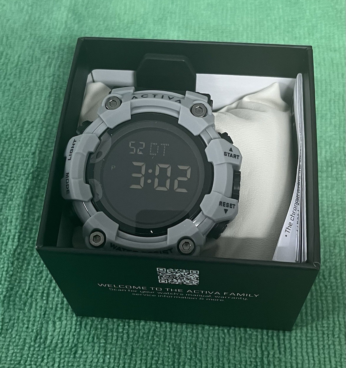 Activa Men’s Digital Sport Watch Water-Resistant Backlight Alarm Gray Black