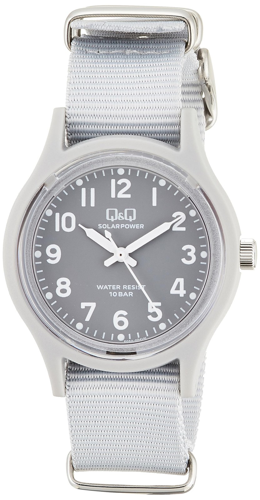 CITIZEN Q&Q Analog Solar Watch, 10 ATM Water Resistant, Nylon Strap, E05A-004VK,