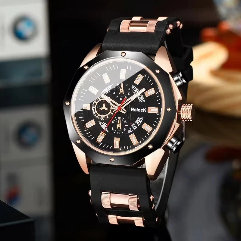 Big Self Winding Sport Watch. Day Month Date Waterproof Mens Watch Great Gift Bk