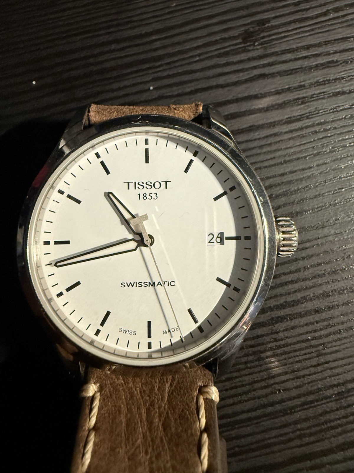 Tissot Swissmatic Automatic Men’s White Dial Date 100m Brown Leather Strap