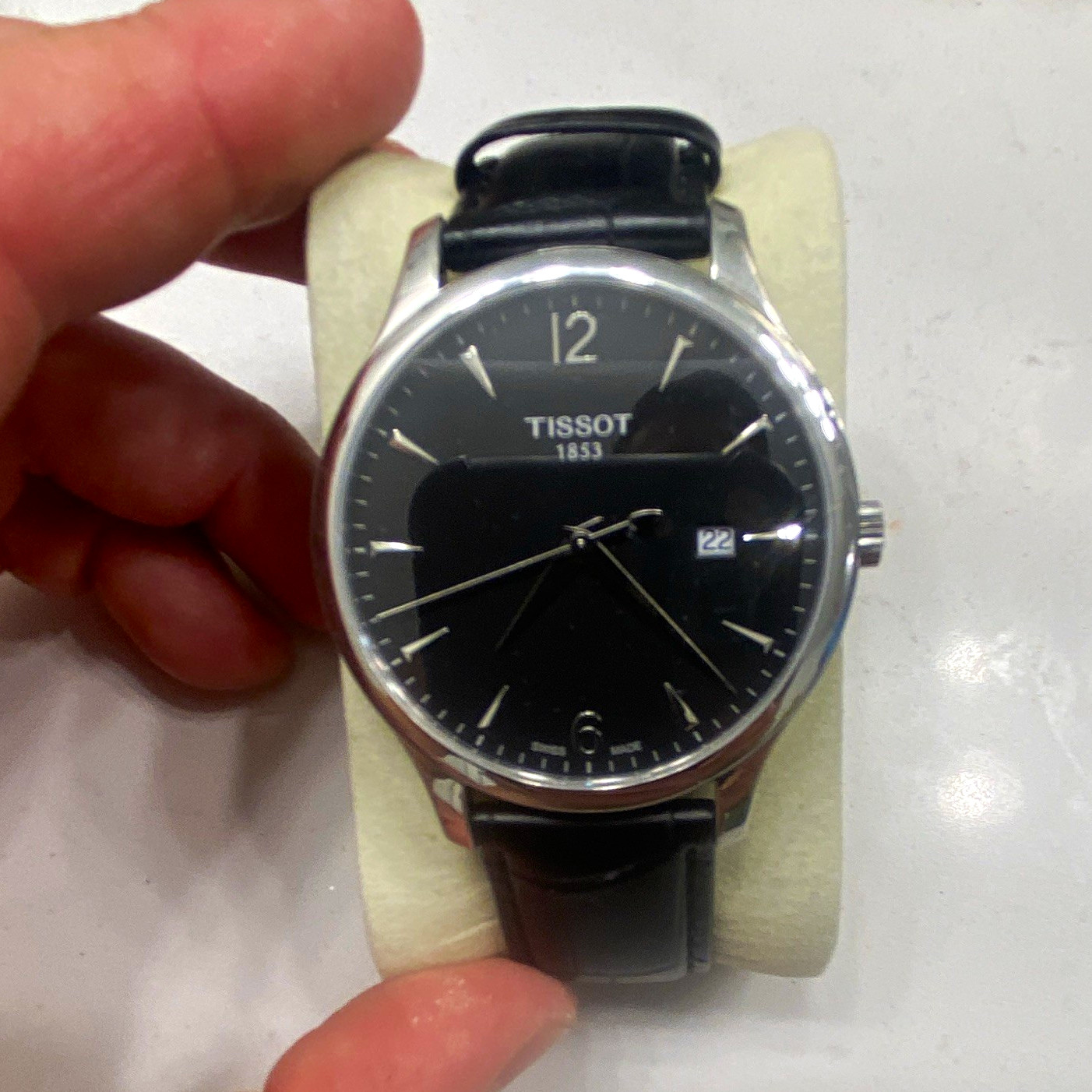 Tissot 1853 Quartz Men’s 40mm Black Dial Date Silver Steel Watch Leather
