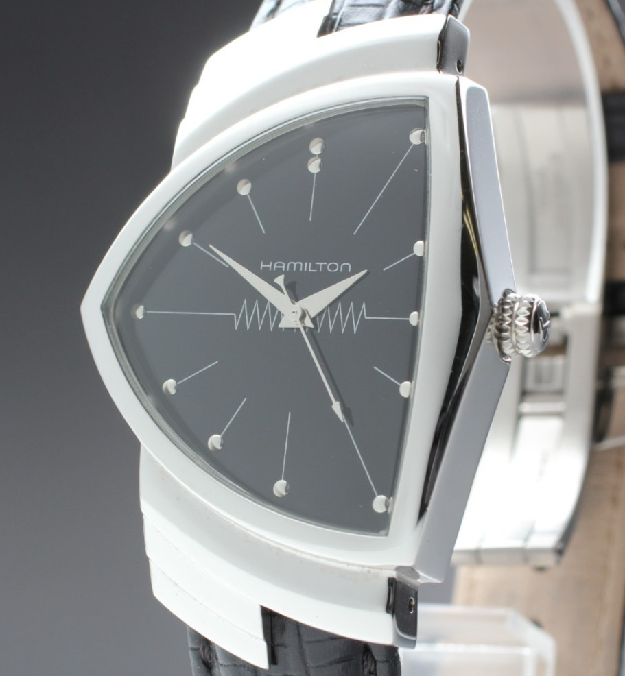 [MINT] HAMILTON Ventura H244112 Black Men’s Quartz Watch From JAPAN