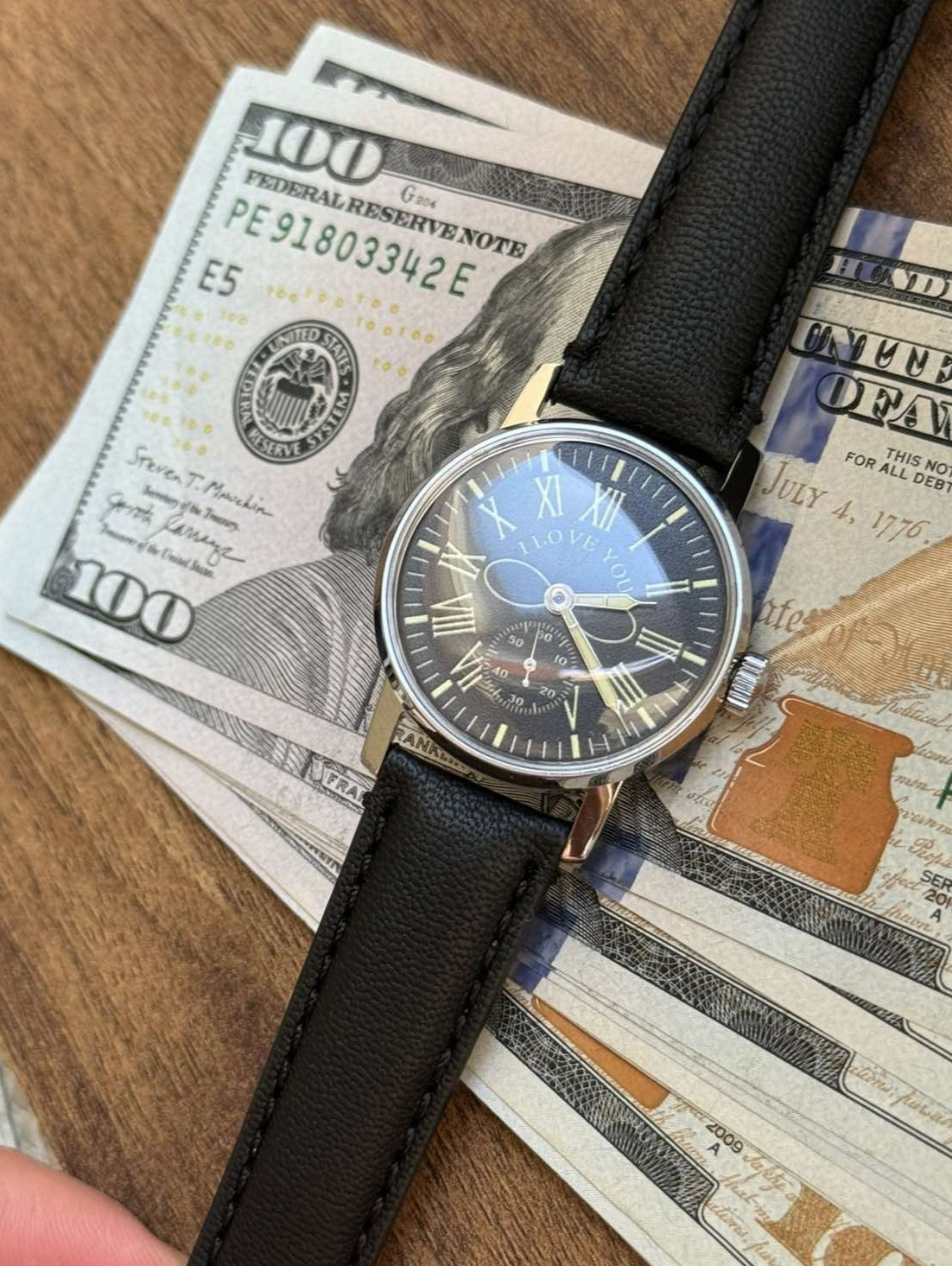 Watch Mechanical LOVE Infinity Wrist Men Black Roman Gift Wife Pobeda Russian