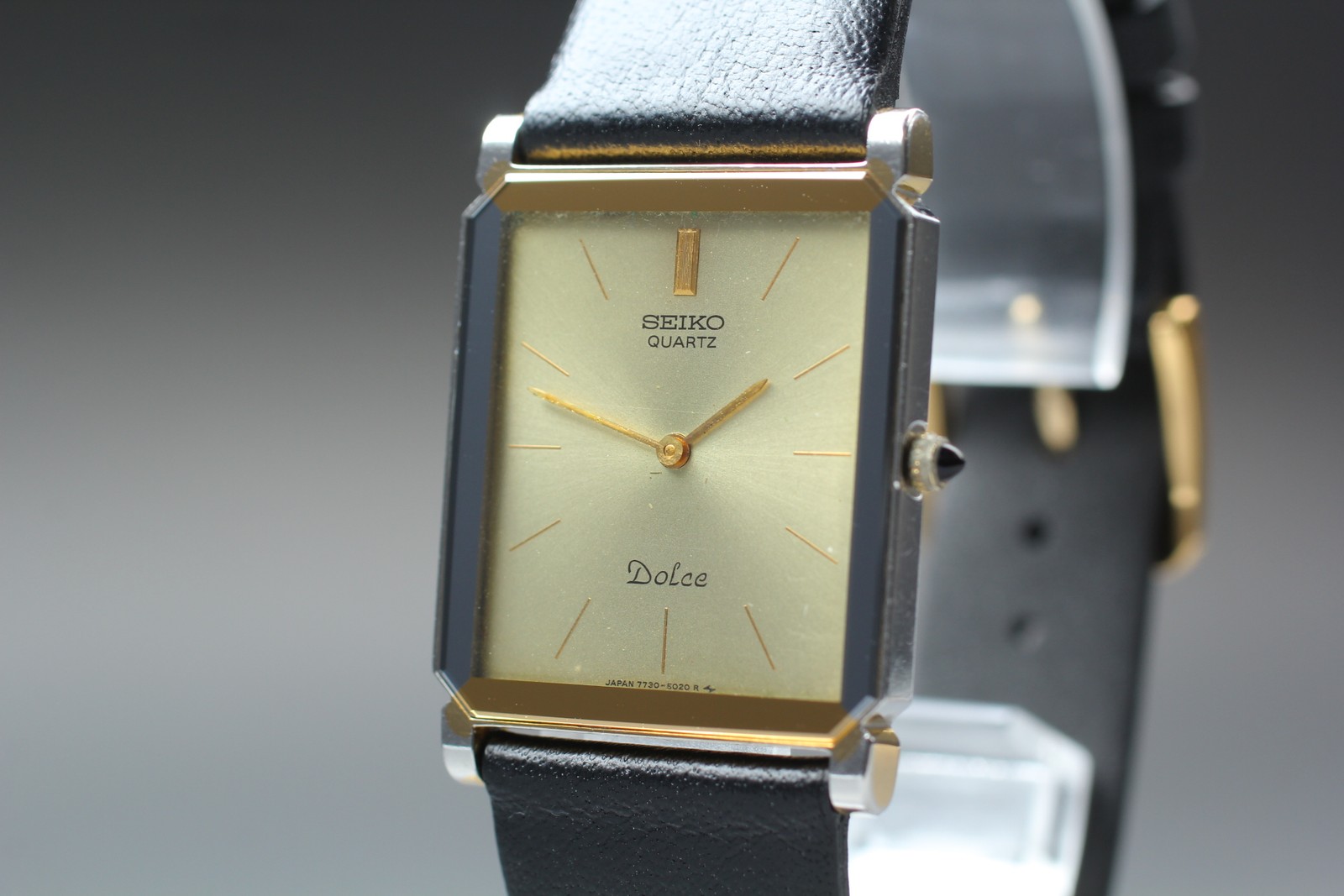 Seiko Dolce 7730-5020 Gold Dial Tank Quartz Men’s Watch Vintage 1984 [Exc+5]