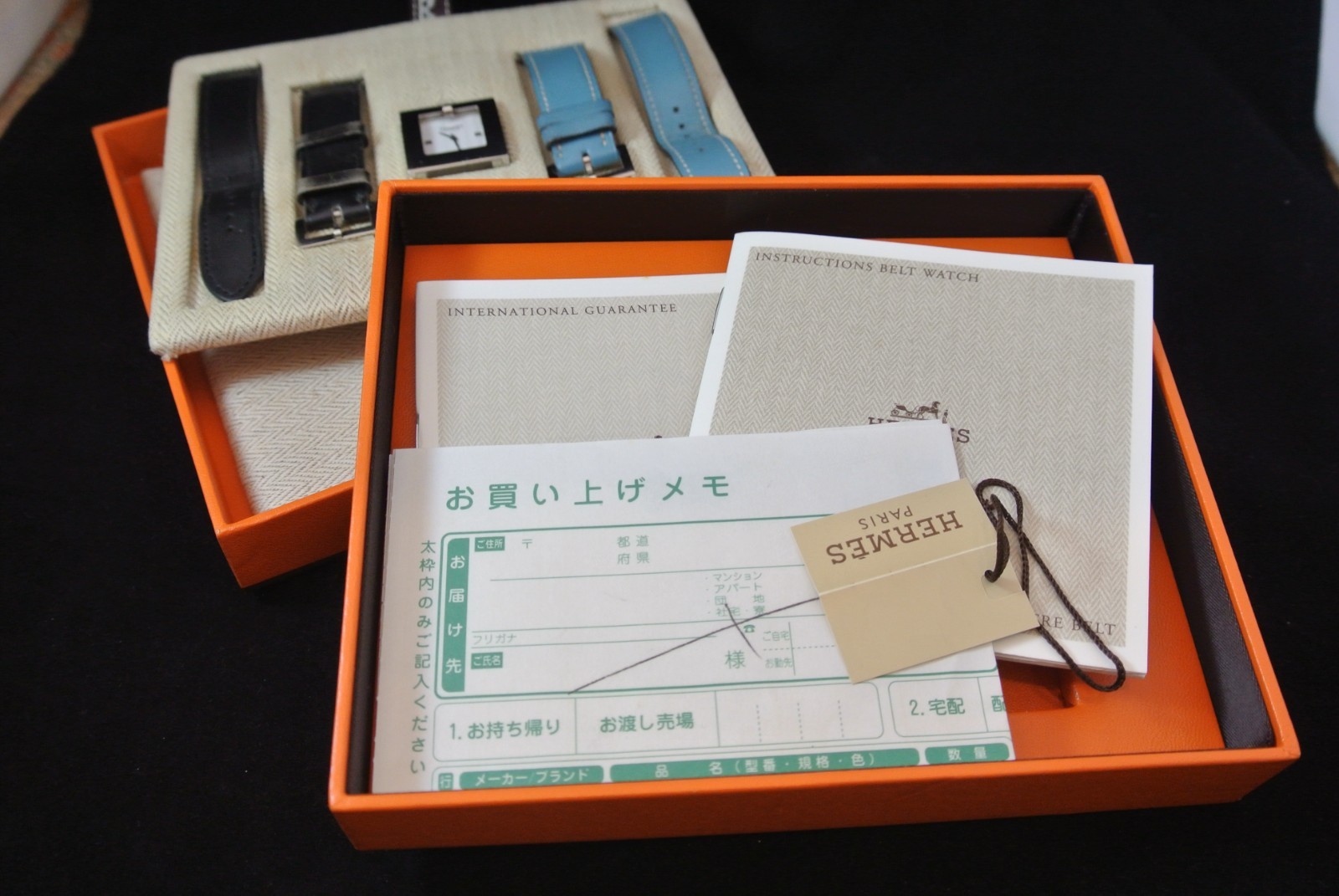 Vintage Hermes Watch BE1.210 White Dial Quartz with Box 2 Hermes and 1 new band