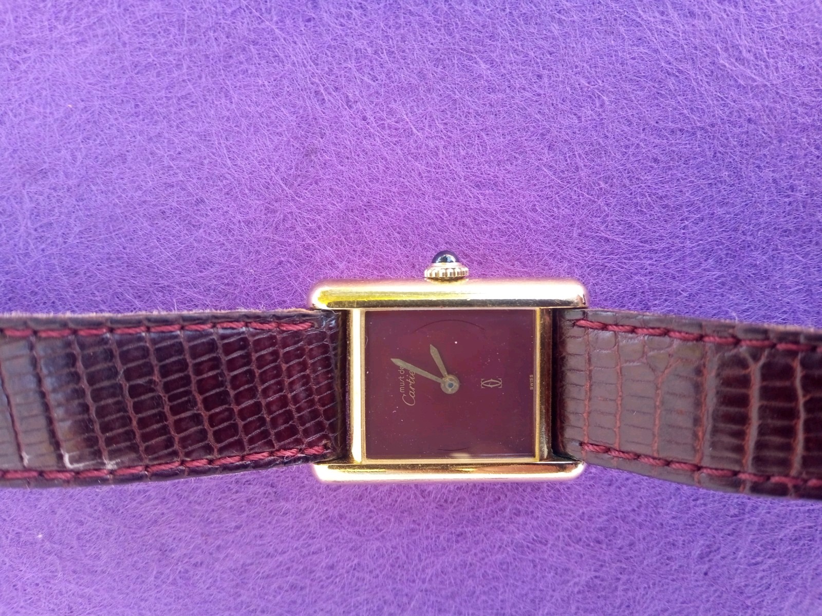 Cartier 1980s Tank Must Vermeil Women’s Burgundy/red wine Manual Wind watch