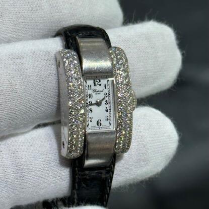 CHOPARD La Strada 18k Solid White Gold Vintage Pave Diamond Rectangular Watch