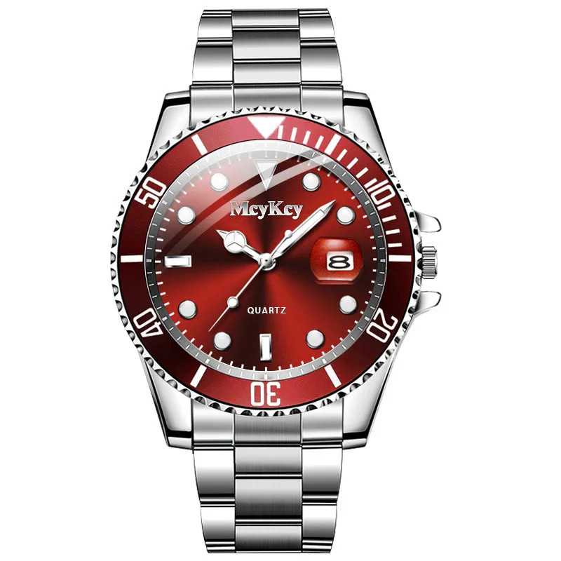 Fashion Men Business Watches Stainless Steel Band Men Calendar Quartz Watch