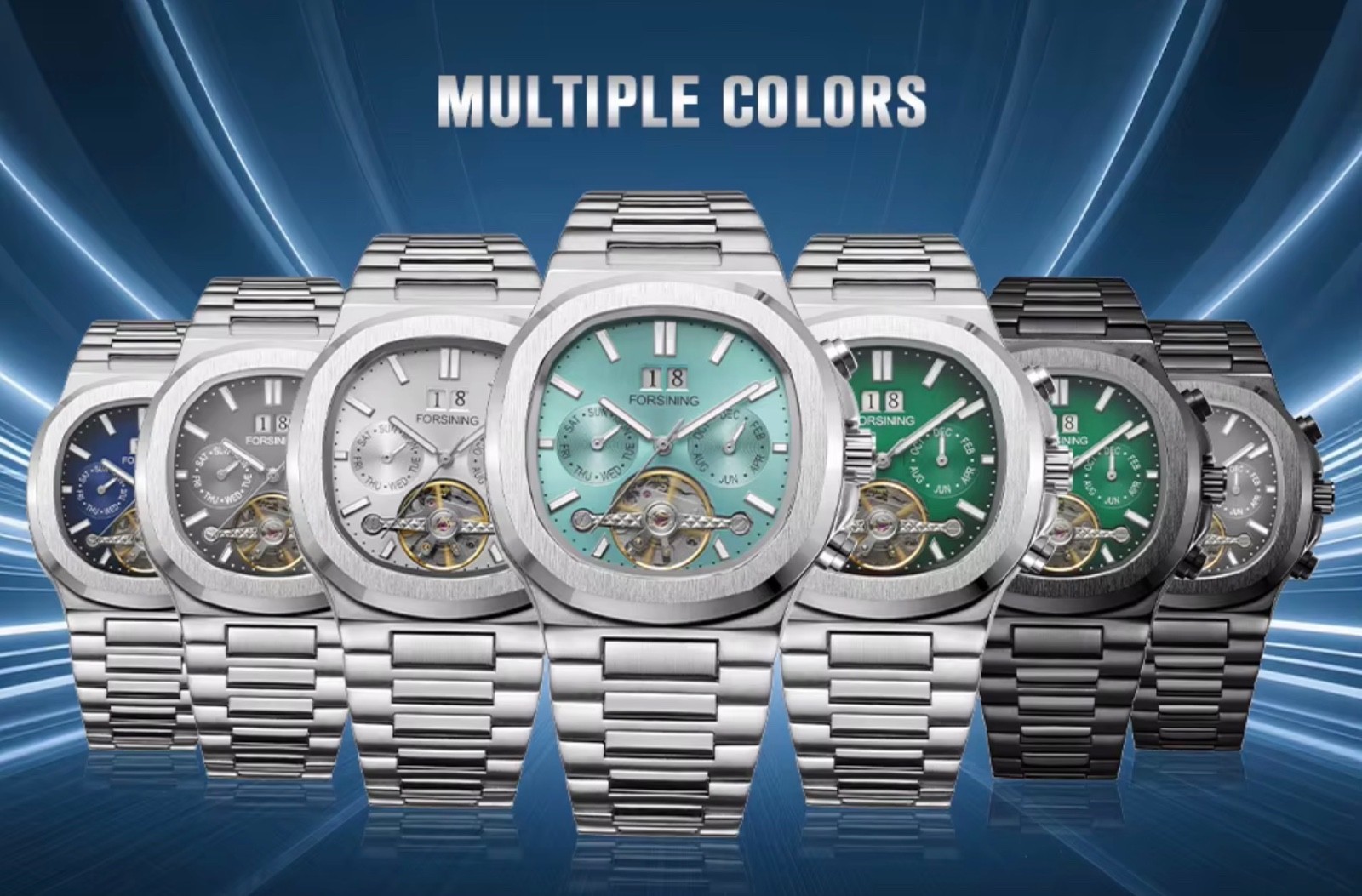 FORSINING Brand Tourbillon Men’s Automatic Mechanical Stainless Steel Band Watch