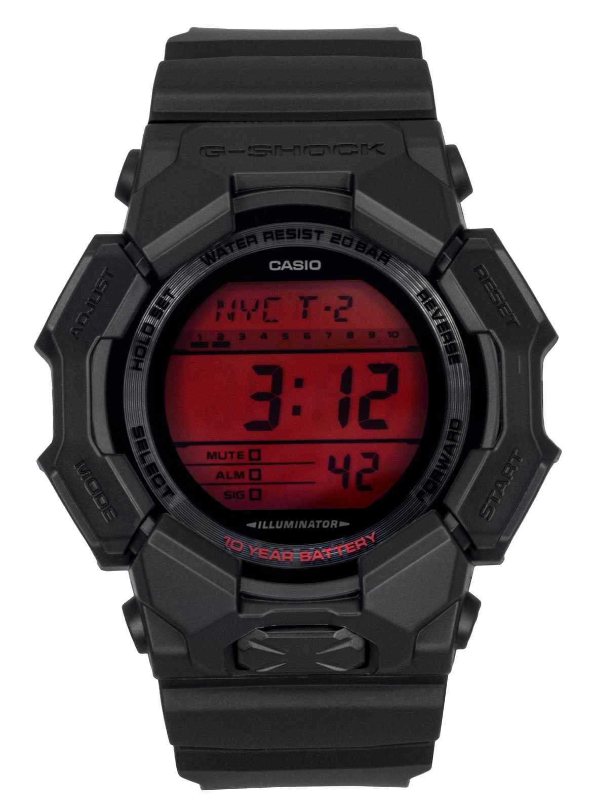 Casio G-SHOCK Digital Resin Strap Quartz 200M Red Dial Men’s Watch GD-010BBR-1