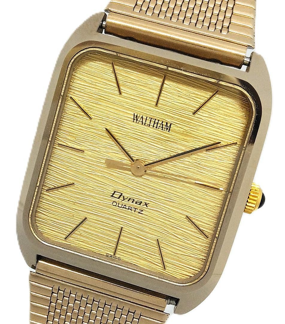 Waltham Dynax Quartz Mens Wristwatch Gold Dial wrist 19cm Gold Tone