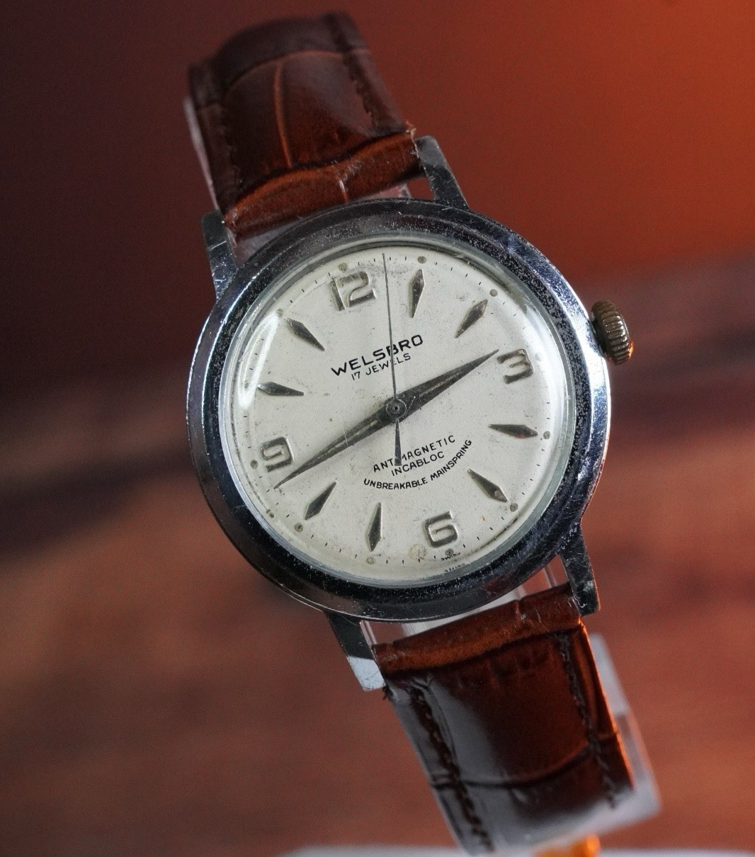 1950s Welsbro Swiss 17 Jewels Mechanical Men’s Watch Incabloc Vintage