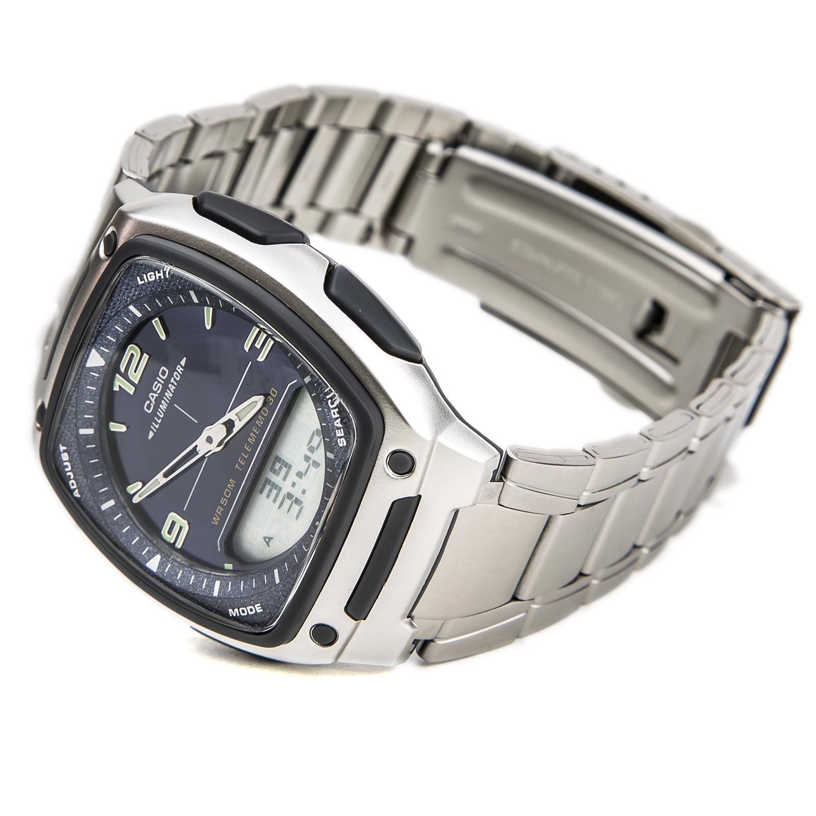 Casio AW81D-2A Mens Blue Dial Ana-Digi SS Bracelet Databank Watch
