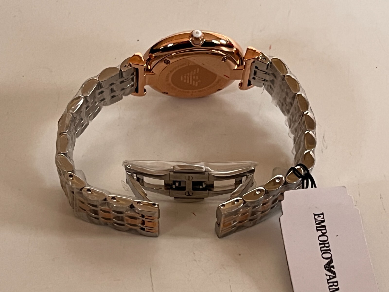 EMPORIO ARMANI AR1926 Crystal Pave Dial Two-tone S/Steel Ladies Watch BNIB $395