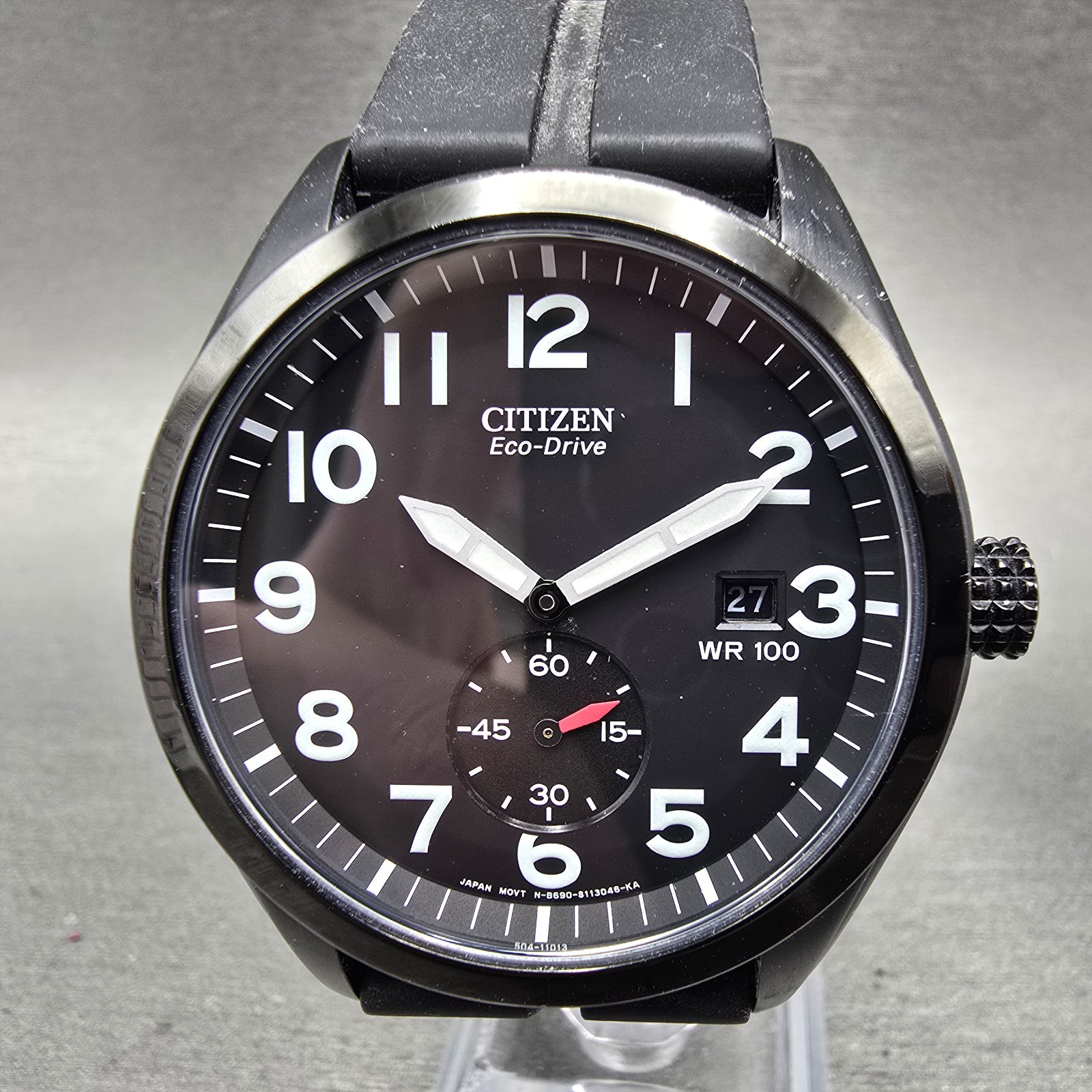Citizen Eco-Drive Watch Men Black Dial Black Toine Date B690-S077648 Runs
