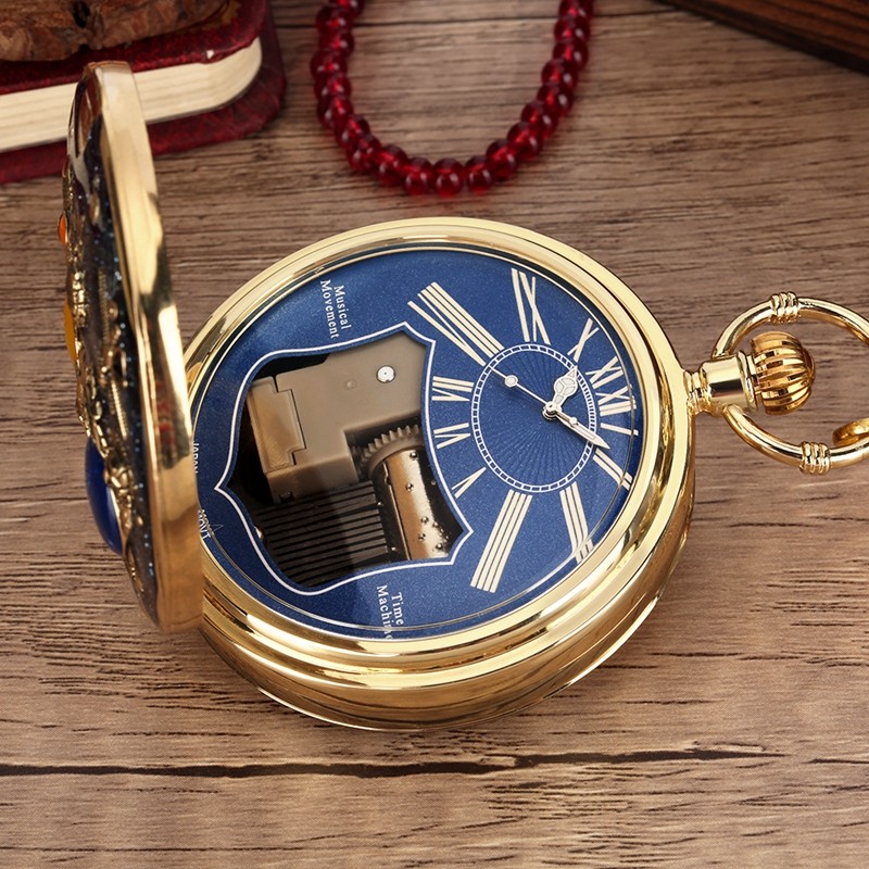 Solar System Musical Pocket Watch Castle in the Sky Quartz Music Box Men’s Gift