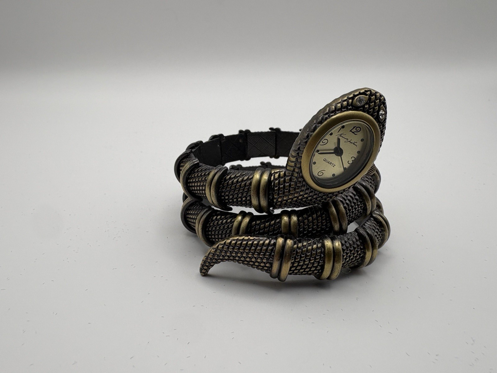 Kenneth Jay Lane Women’s Snake Wrap Wristwatch Bronze Gold Quartz Steel
