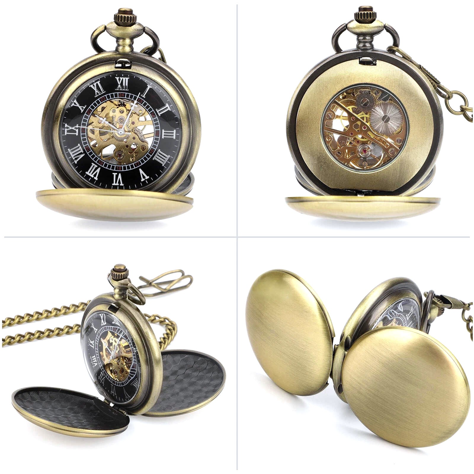 New 0.7in Dial Thickness Men’s Mechanical Vintage Pocket Watch Ideal Gift Kit wq
