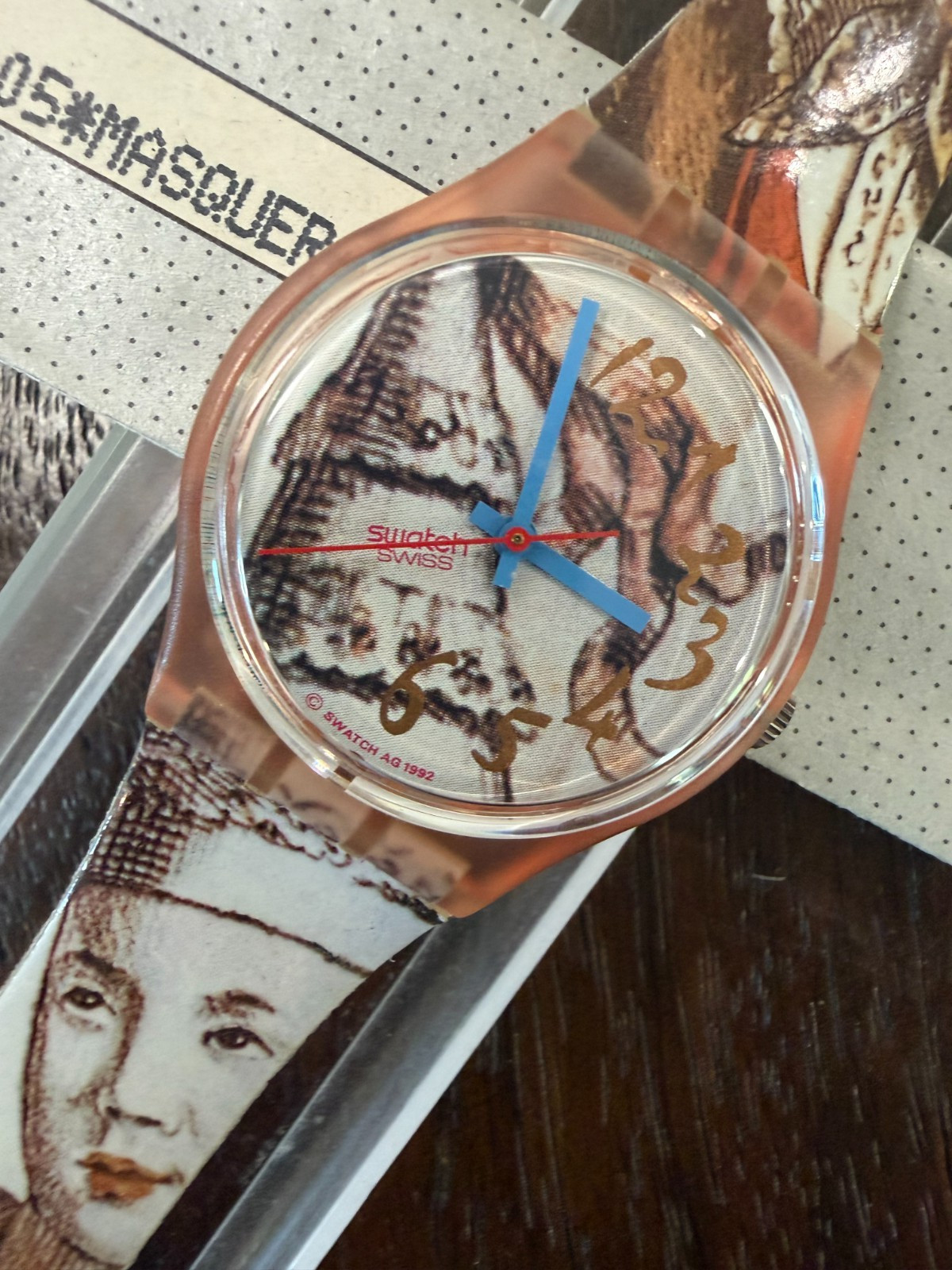 1993 Swatch Gent Masquerade GP105 Venice Carnival Art Dial 34mm NOS Box Papers