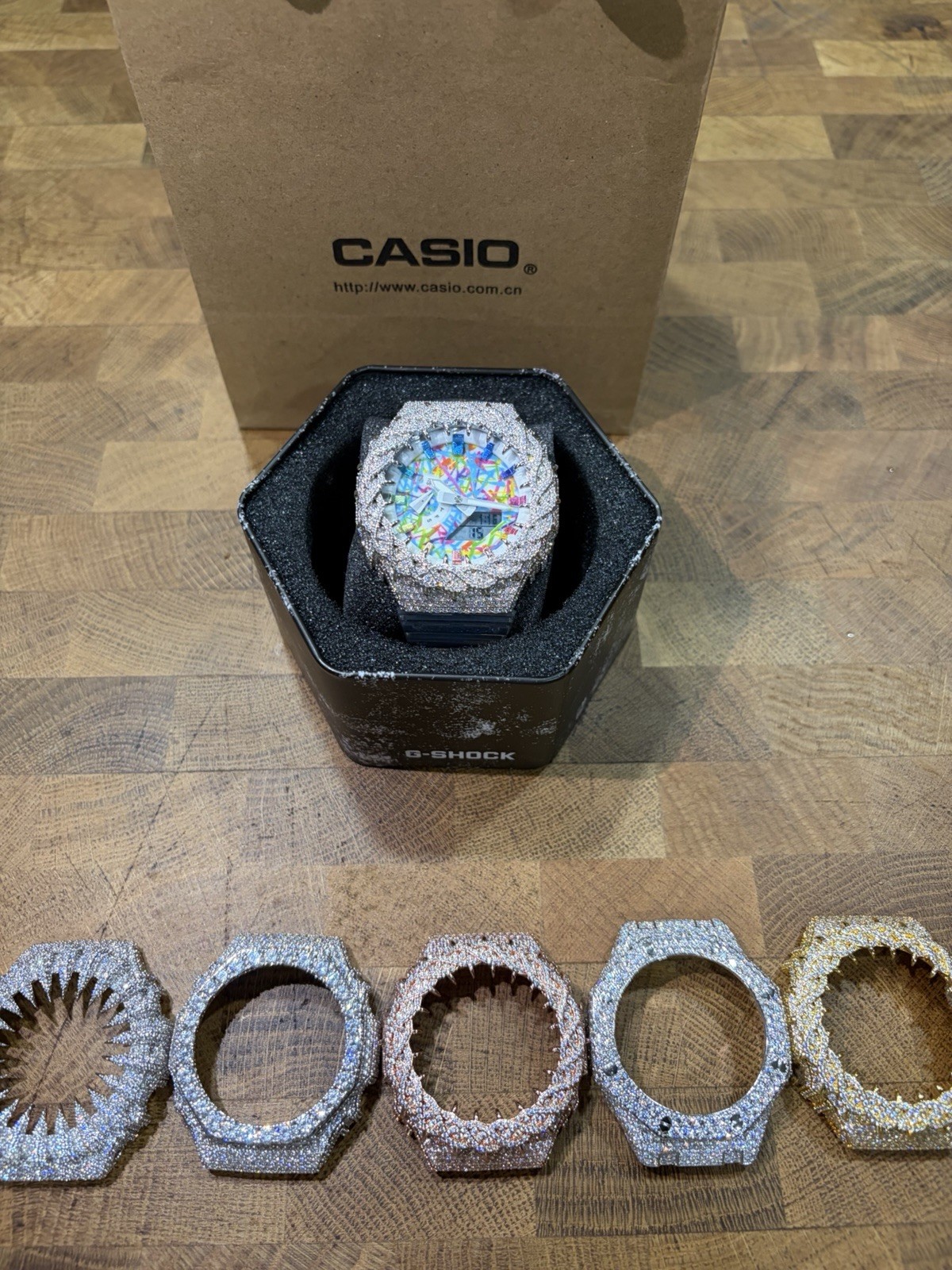 Casio G-SHOCK Analog-Digital Multicolor Dial Clear Resin Band 200m Box