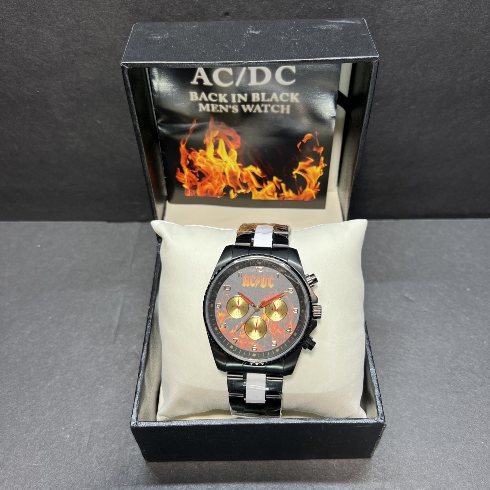 AC/DC Back In Black Watch Bradford Exchange Numbered Ltd Ed Chronograph