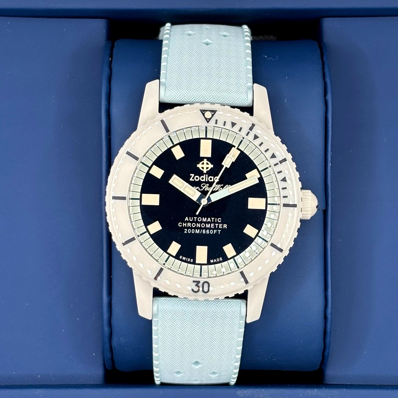 Zodiac Super Sea Wolf ZO9590 Automatic Compression Diver COSC Men”s Watch NIBWT