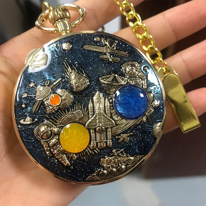 Solar System Musical Pocket Watch Castle in the Sky Quartz Music Box Men’s Gift