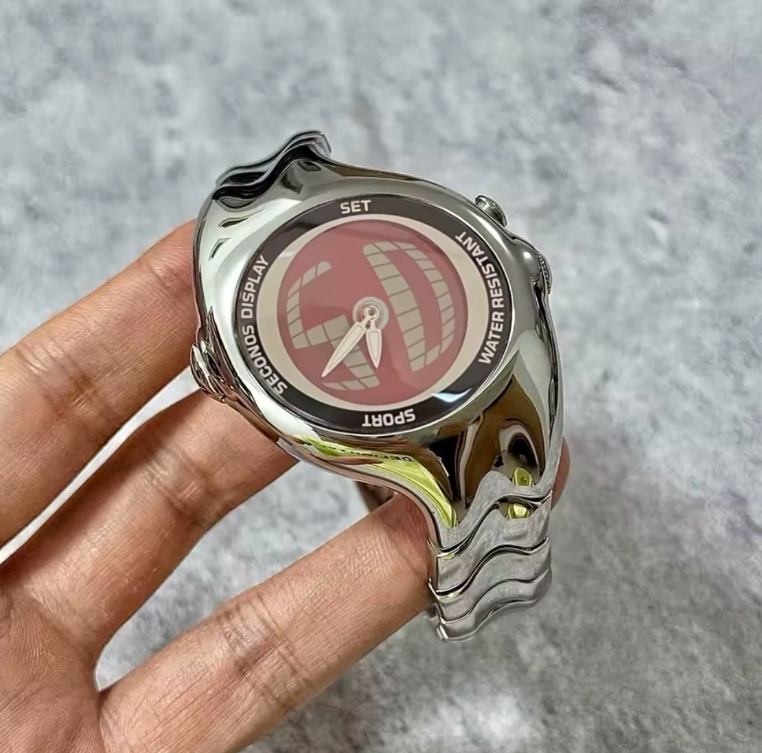 Men’s Metal Steel Watch Y2K Hype Silver Chrome Retro Triax Vintage Style