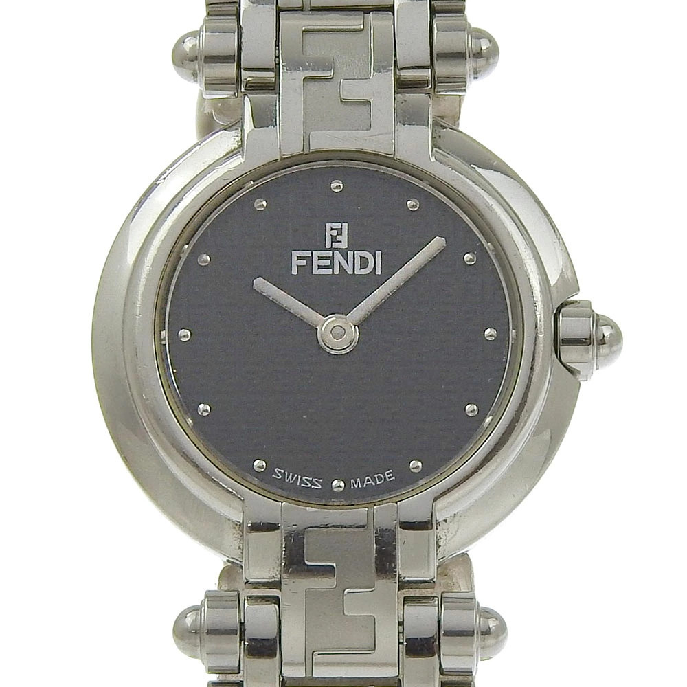 FENDI Olologi wristwatch 750L stainless steel quartz analog black dial ladies us