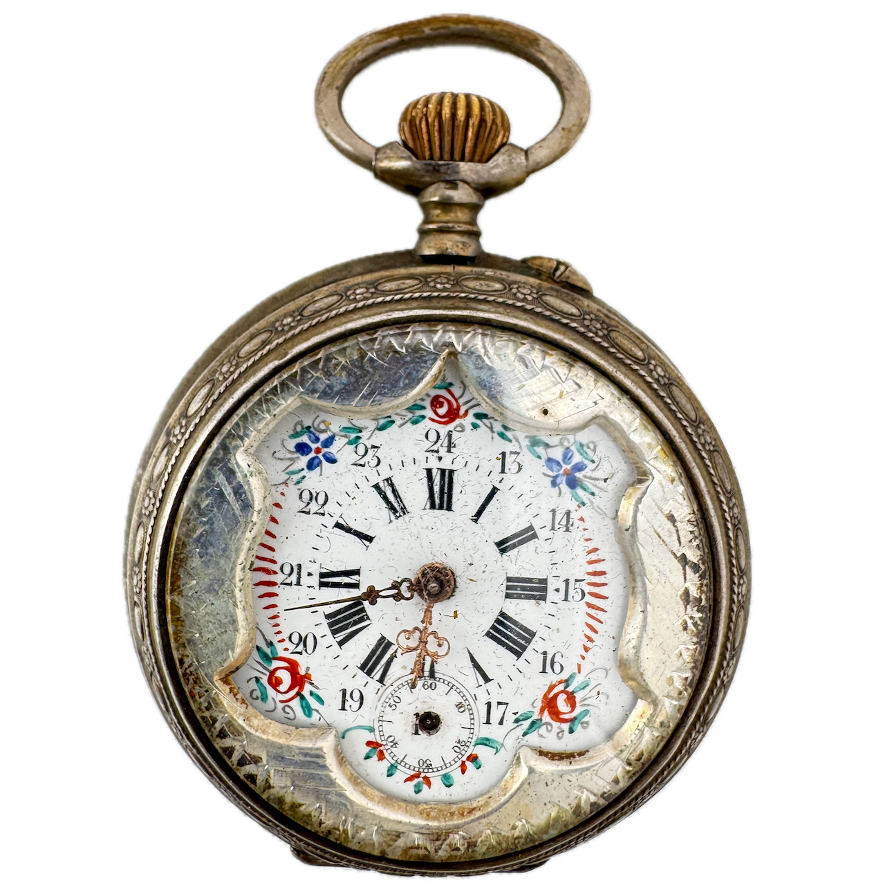 Antique 51mm Unbranded 10 Jewel Cylinder Escapement Pocket Watch .800 Silver