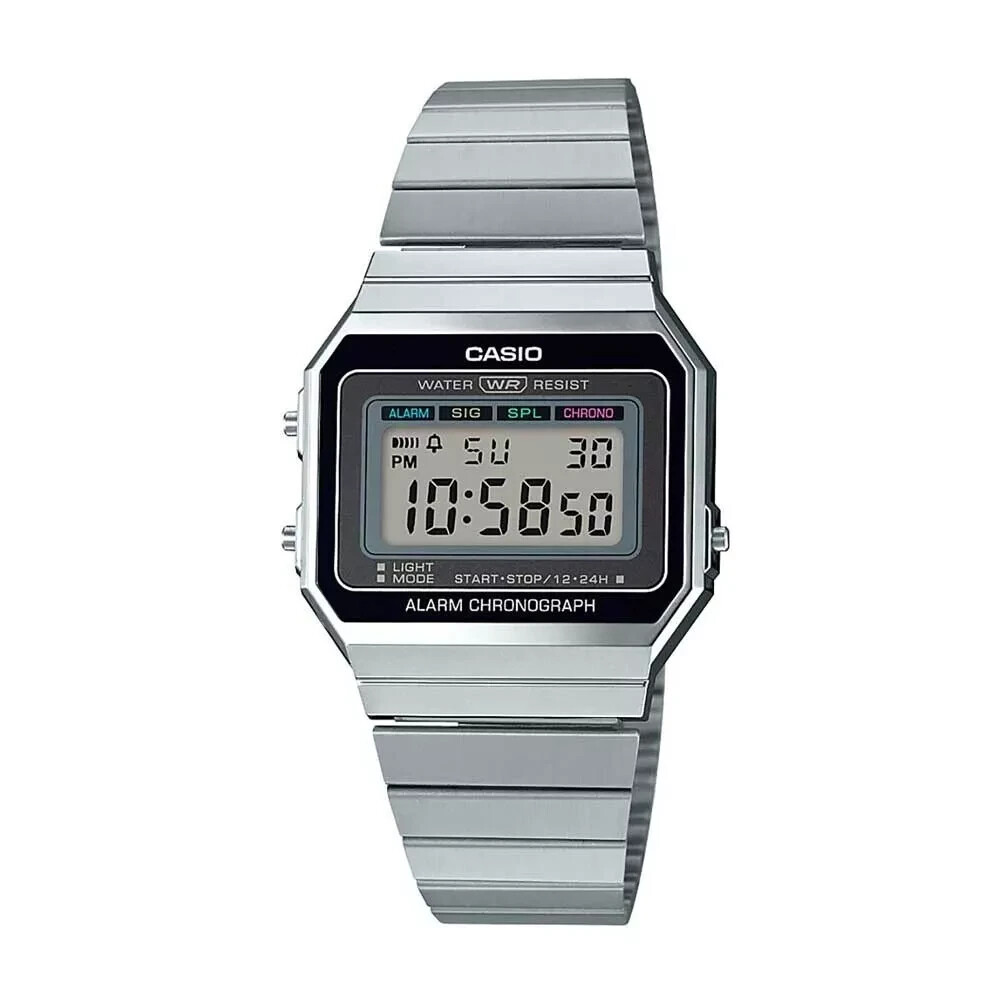Casio A700W-1A, Digital Watch, Chronograph, Alarm, Day/Date, Thin Case